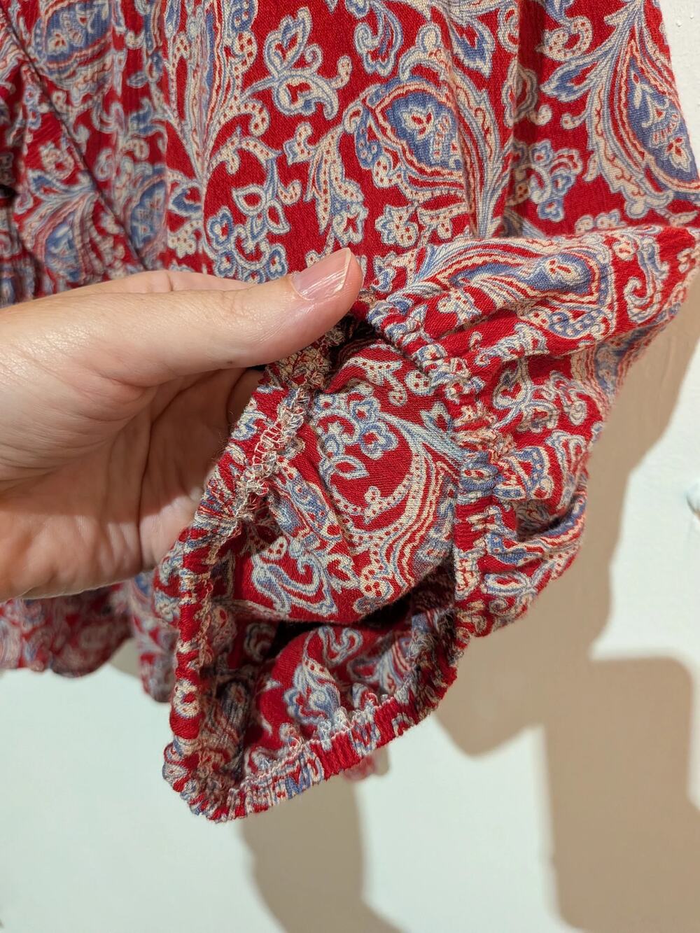 Chaps Ruffled Paisley Blouse Red Size 14 - Picture 5 of 6